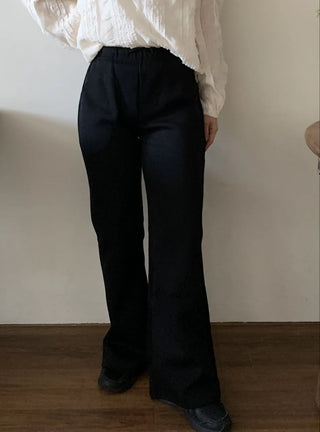 Essential Elastic Waist Semi-Wide Long Training Pants