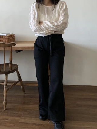 Essential Elastic Waist Semi-Wide Long Training Pants