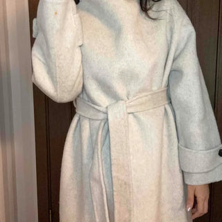 Cozy Heathered Shirring Belted Long Coat