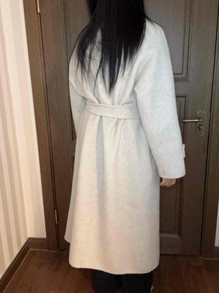 Cozy Heathered Shirring Belted Long Coat