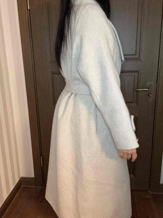 Cozy Heathered Shirring Belted Long Coat