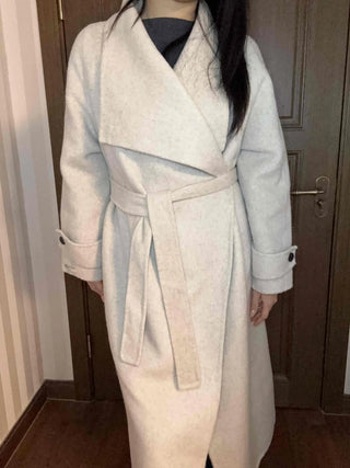 Cozy Heathered Shirring Belted Long Coat