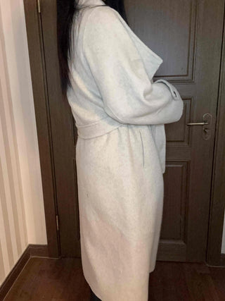 Cozy Heathered Shirring Belted Long Coat
