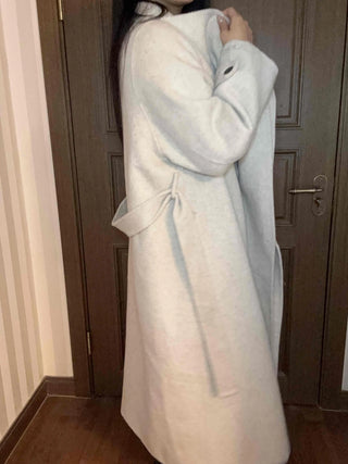 Cozy Heathered Shirring Belted Long Coat