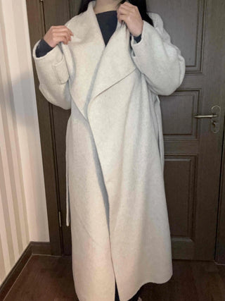 Cozy Heathered Shirring Belted Long Coat