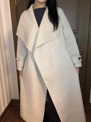 Cozy Heathered Shirring Belted Long Coat