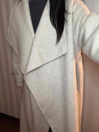 Cozy Heathered Shirring Belted Long Coat