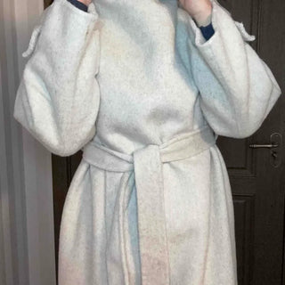 Cozy Heathered Shirring Belted Long Coat