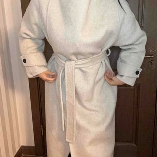 Cozy Heathered Shirring Belted Long Coat