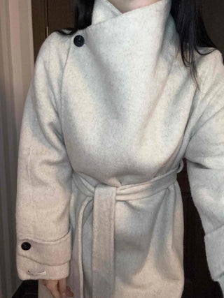 Cozy Heathered Shirring Belted Long Coat