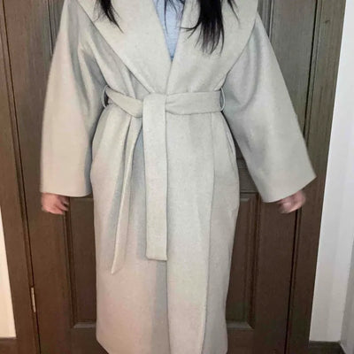 Shawl Collar Belted Loose Fit Handmade Coat