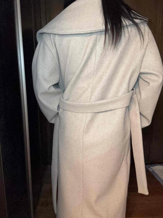 Shawl Collar Belted Loose Fit Handmade Coat
