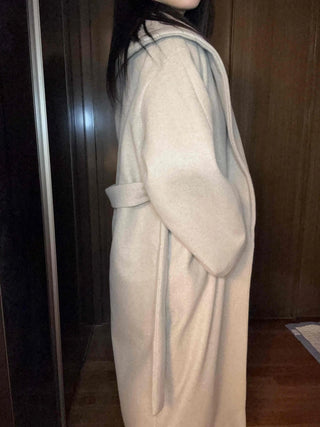 Shawl Collar Belted Loose Fit Handmade Coat