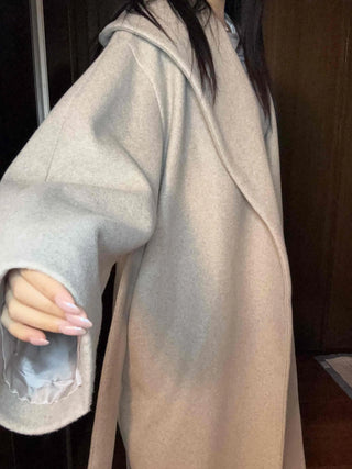 Shawl Collar Belted Loose Fit Handmade Coat