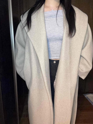 Shawl Collar Belted Loose Fit Handmade Coat