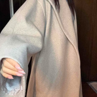 Shawl Collar Belted Loose Fit Handmade Coat