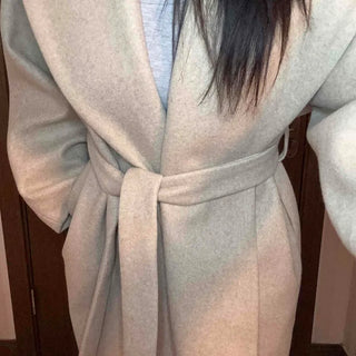 Shawl Collar Belted Loose Fit Handmade Coat