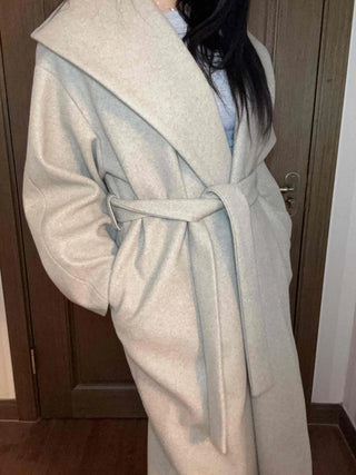 Shawl Collar Belted Loose Fit Handmade Coat