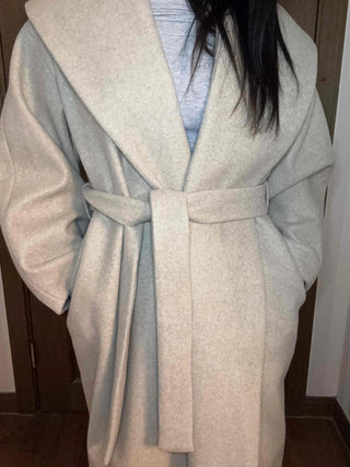 Shawl Collar Belted Loose Fit Handmade Coat