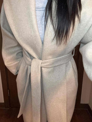 Shawl Collar Belted Loose Fit Handmade Coat