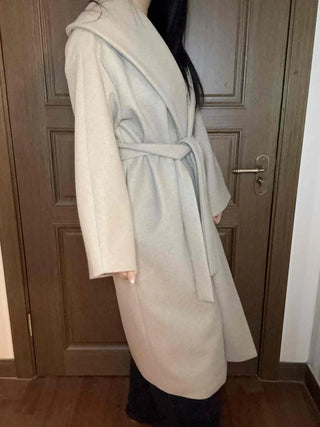 Shawl Collar Belted Loose Fit Handmade Coat