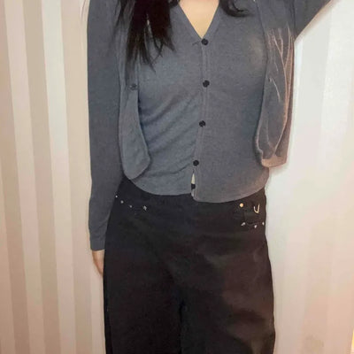 Daily Slim Fit Button V-Neck Crop Cardigan