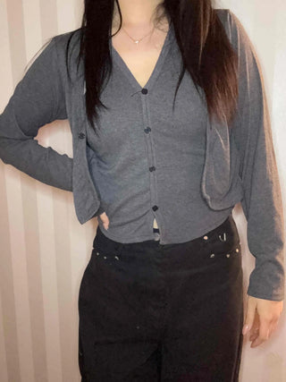 Daily Slim Fit Button V-Neck Crop Cardigan