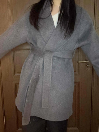 Shawl Collar Belted Oversized Loose Coat
