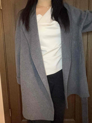 Shawl Collar Belted Oversized Loose Coat
