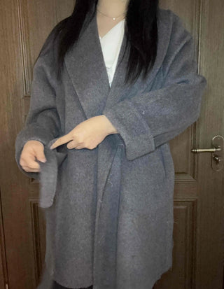 Shawl Collar Belted Oversized Loose Coat