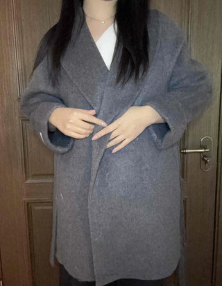 Shawl Collar Belted Oversized Loose Coat