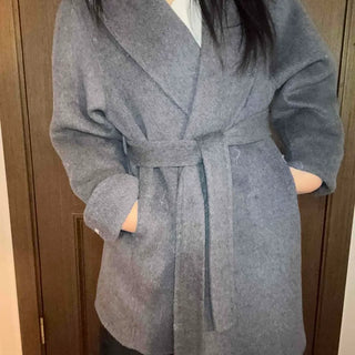 Shawl Collar Belted Oversized Loose Coat