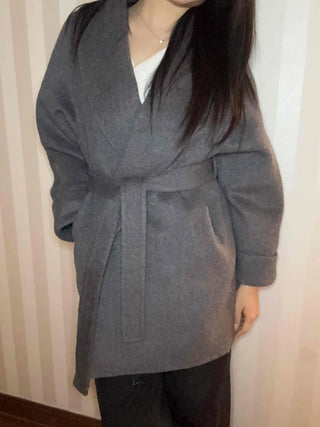 Shawl Collar Belted Oversized Loose Coat
