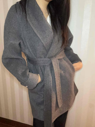 Shawl Collar Belted Oversized Loose Coat