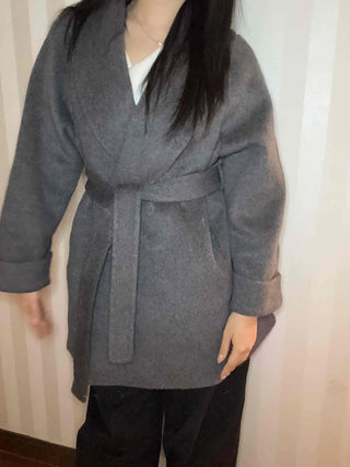 Shawl Collar Belted Oversized Loose Coat