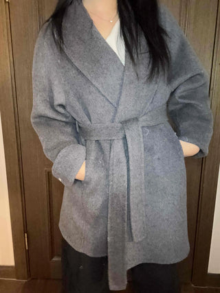 Shawl Collar Belted Oversized Loose Coat