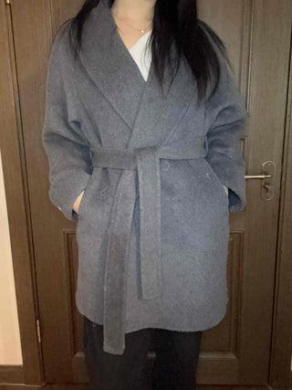 Shawl Collar Belted Oversized Loose Coat