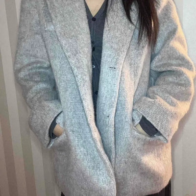 Melange Wool Blend Buttonless Shark Fit Coat