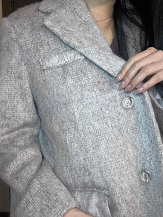 Melange Wool Blend Buttonless Shark Fit Coat