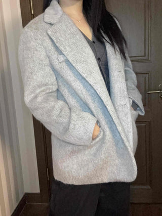 Melange Wool Blend Buttonless Shark Fit Coat