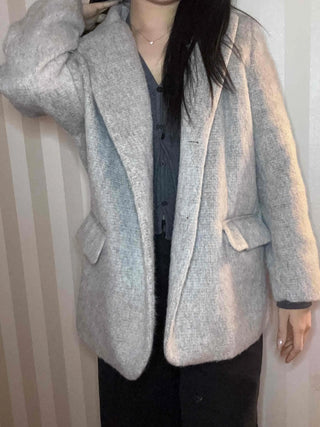 Melange Wool Blend Buttonless Shark Fit Coat