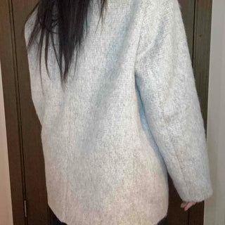Melange Wool Blend Buttonless Shark Fit Coat