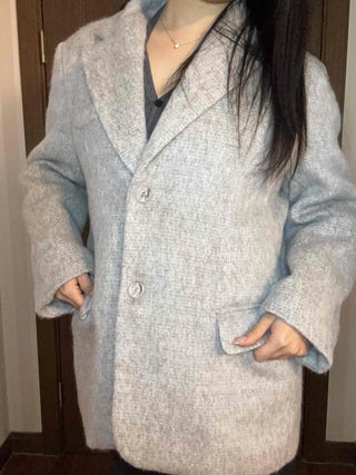 Melange Wool Blend Buttonless Shark Fit Coat