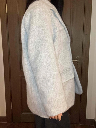 Melange Wool Blend Buttonless Shark Fit Coat