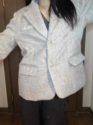 Melange Wool Blend Buttonless Shark Fit Coat