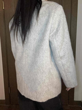 Melange Wool Blend Buttonless Shark Fit Coat