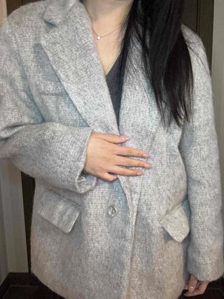 Melange Wool Blend Buttonless Shark Fit Coat