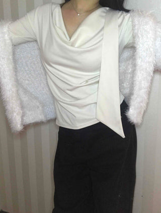 Soft Touch Shoulder Line Puff Off-Shoulder Fur Cardigan