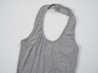 Ciel Ribbed Stretchy Long Halter Sleeveless