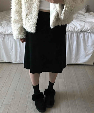 Cozy Fur Oversized Crop Cardigan and Midi Skirt Set